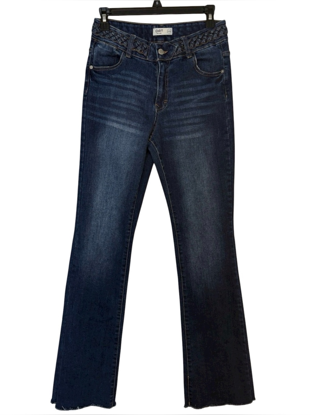 Oat New York Boho Wide Leg Braided Waist Jeans 00 / 24
